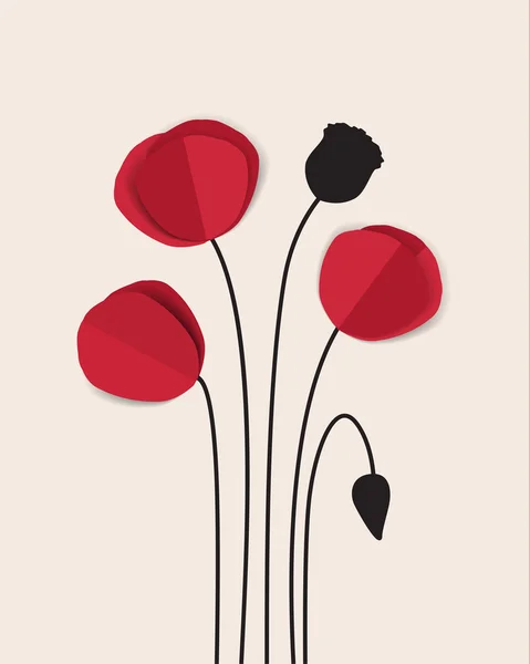 Rode papaver — Stockvector