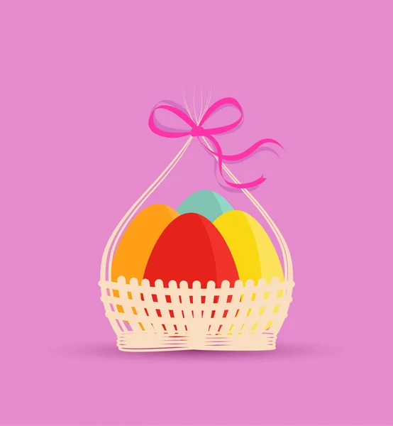 Cesta con huevos de Pascua — Vector de stock