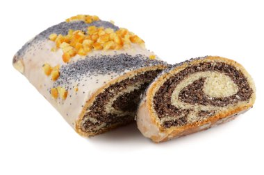 Haşhaşlı rulo bir hamur işi tatlı maya ekmek (viennoiserie) bir rulo haşhaş tohumu doldurma ve buzlanma sır ile kaplı ve portakal kabuğu şekerlemesi yoğun, zengin, bir bittersweet ile oluşan olduğunu.