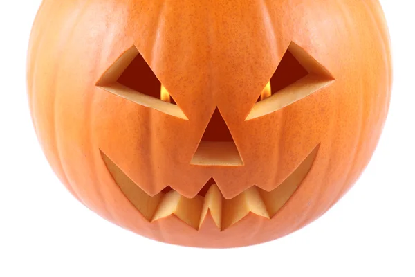 Velha abóbora, halloween, jack-o-lanterna no fundo branco — Stockfoto