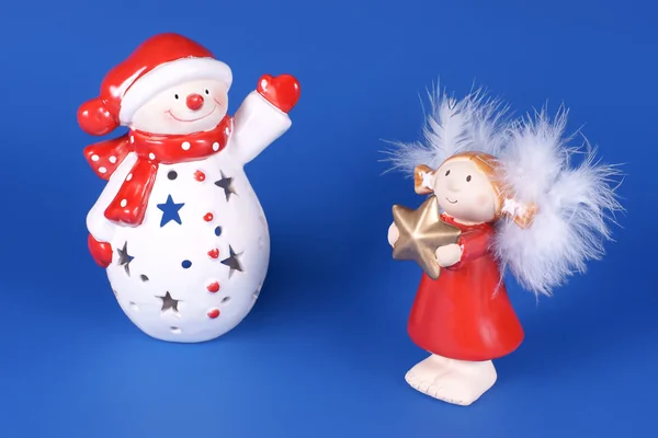 Decoraciones de Navidad, ángel y Papá Noel — Foto de Stock