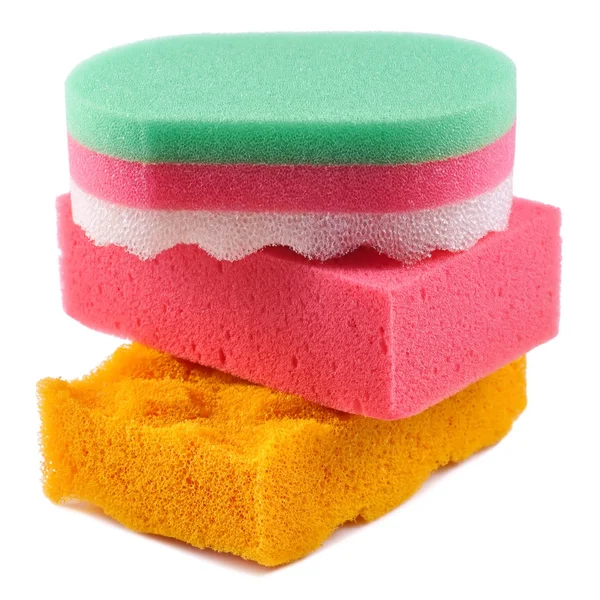 Sponge, Tri-color, Bath Sponge isolated on white background — Stock Photo, Image