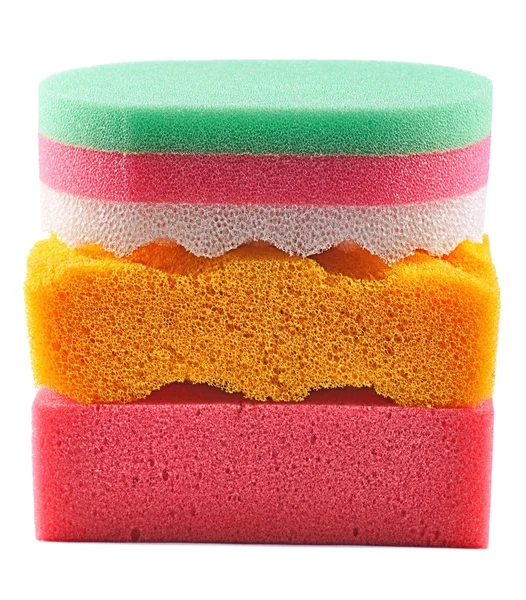 Sponge, Tri-color, Bath Sponge isolated on white background — Stock Photo, Image