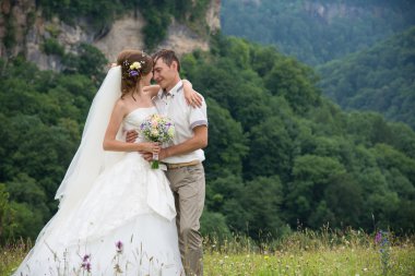 Düğün günü güzel evli çift