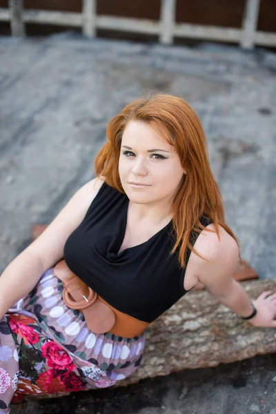 Portrait of a cute red-haired girl — Stock Photo, Image