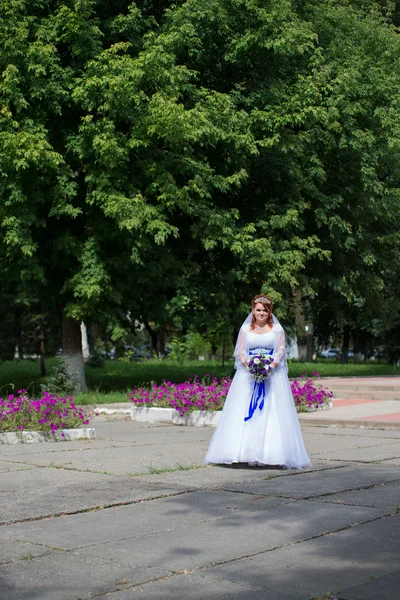 Schöne Braut am Hochzeitstag — Stockfoto