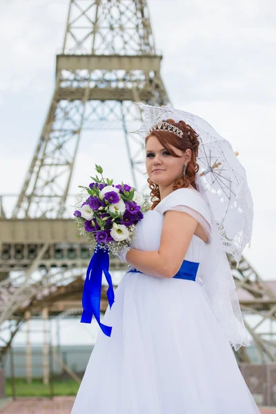 Bela noiva no dia do casamento — Fotografia de Stock