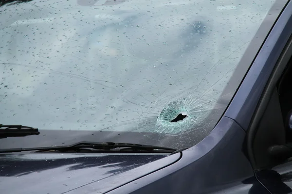 破壊された車のフロント ガラス. — ストック写真