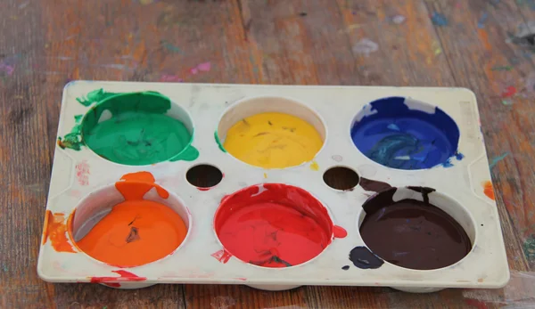 Kleur verf potten. — Stockfoto