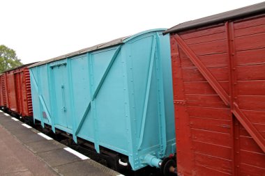 Bir Vintage Demiryolu Nakliye Vagonları Treni.