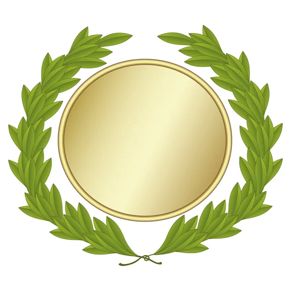 Couronne de laurier avec médaille d'or — Image vectorielle