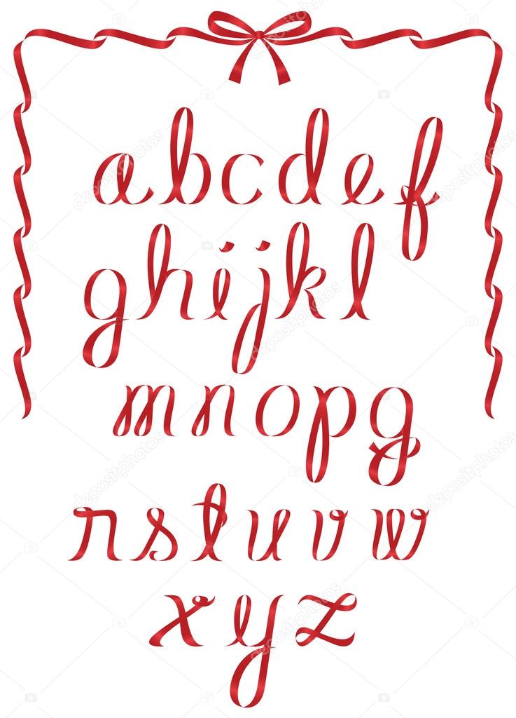 Christmas ribbon minuscules alphabet