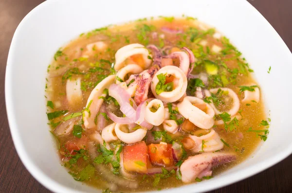 Squid and octopus traditional ceviche, Ecuador style — Stock Photo, Image
