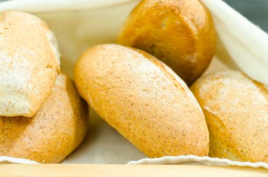 Yukarıda da görüleceği gibi sepet içinde yatan delicous ekmek buns yelpazesi