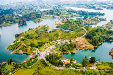 Guatape: Antioquia, Colombia, havadan görünümü