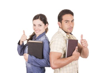 Neşeli mutlu çekici öğrenciler kitap birkaç