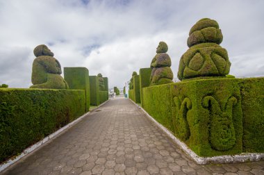 Tulcan, Ekvador - 3 Temmuz 2016: Mezarlıktaki bazı şekiller Ekvador flora ve faunasını temsil ediyor