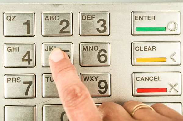 Närbild av atm maskin tangentbord — Stockfoto