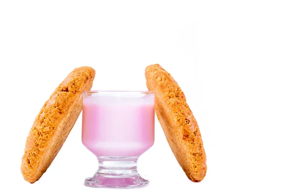 Homemade cookies and a glass of yogurt — Stock Photo, Image