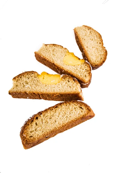 Baked coconut sweet bun cut into slices — Stock Photo, Image