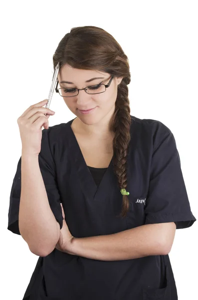 Medische jonge vrouw verpleegster arts stagiair portret — Stockfoto