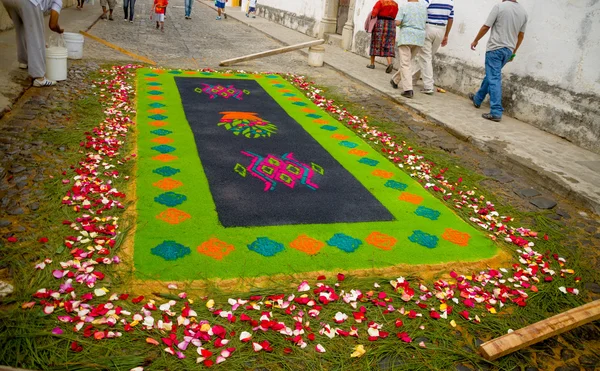 Påsk mattor i antigua guatemala — Stockfoto