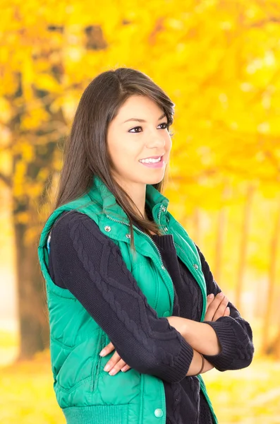 Retrato de la joven morena en otoño —  Fotos de Stock