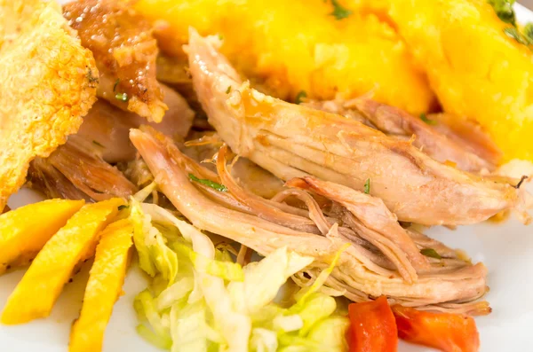 Hornado roasted pork typical ecuadorian food — Stock Photo, Image