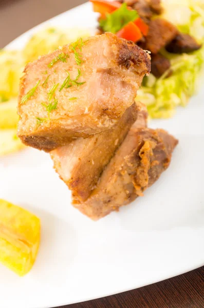 Fritada fried pork traditional ecuadorian food — Stock Photo, Image