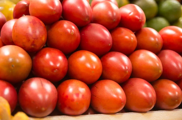 Стопка помидоров тамаморо, тамарилло на рынке — стоковое фото