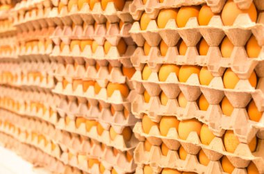 yumurta pazarında karton kutuda yığını