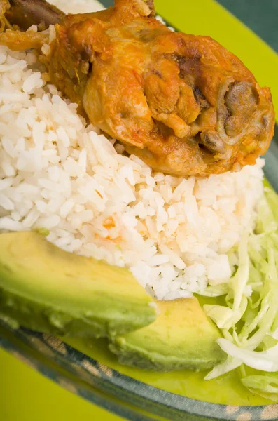 Chicken served with white rice potato on a plate — Stock Photo, Image