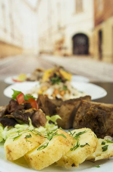 Fritada fried pork Ecuadorian plate — Stock Photo, Image