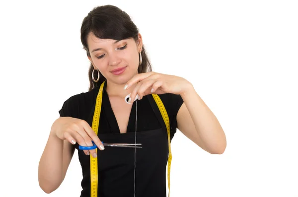 Joven mujer sastre diseñador costurera — Foto de Stock