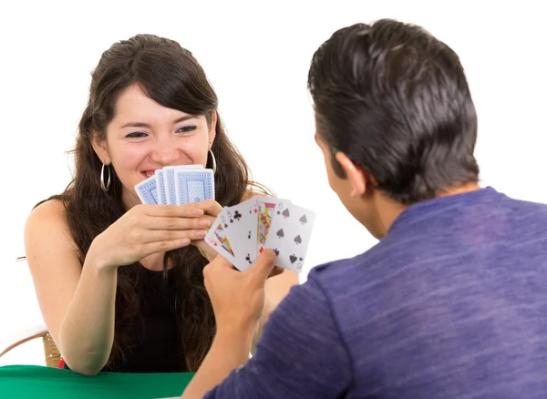 Pareja joven jugando a las cartas 40 — Foto de Stock
