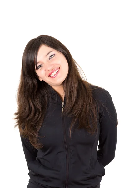 Portrait of beautiful young brunette girl posing — Stock Photo, Image