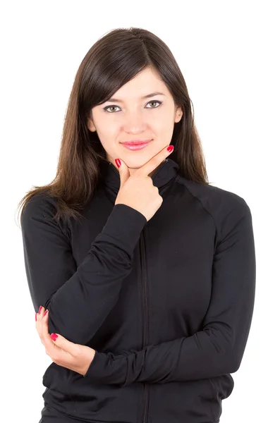 Retrato de bela jovem morena posando — Fotografia de Stock