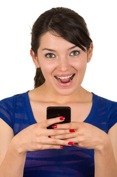 Gorgeous young girl texting with cell phone — Stock Photo, Image