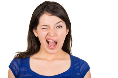 göz kırpıyor poz güzel genç kız closeup portresi