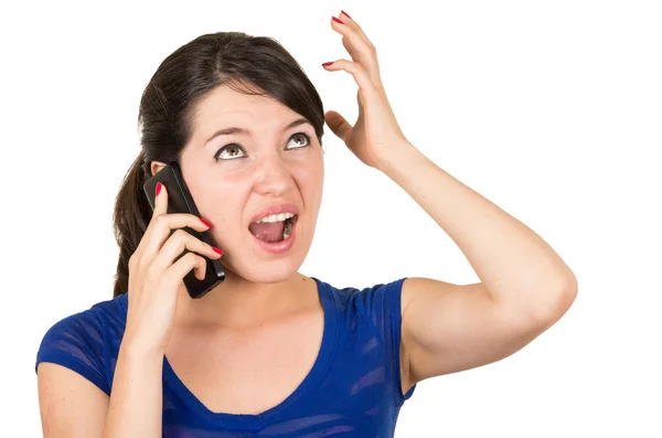 Beautiful latin young girl talking on her cell phone — Stock Photo, Image