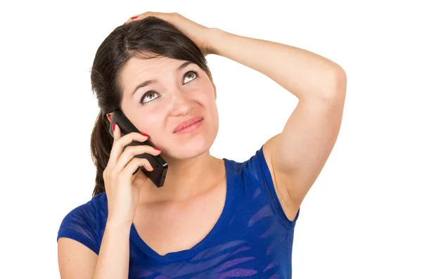 Beautiful latin young girl talking on her cell phone — Stock Photo, Image