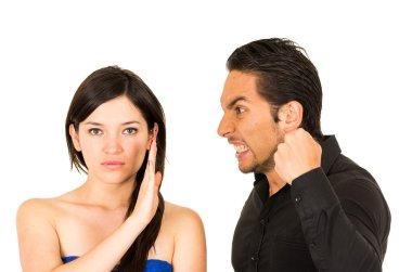 genç çekici kadın görmezden öfkeli koca erkek