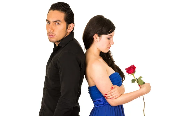 Young attractive couple sad back to back — Stock Photo, Image