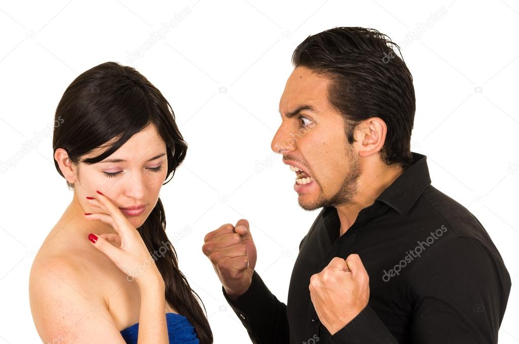 young attractive couple fighting