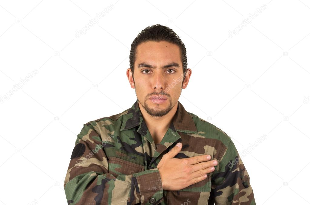 hispanic military man wearing uniform