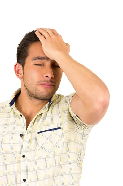 Young handsome hispanic man expressing regret — Stock Photo, Image