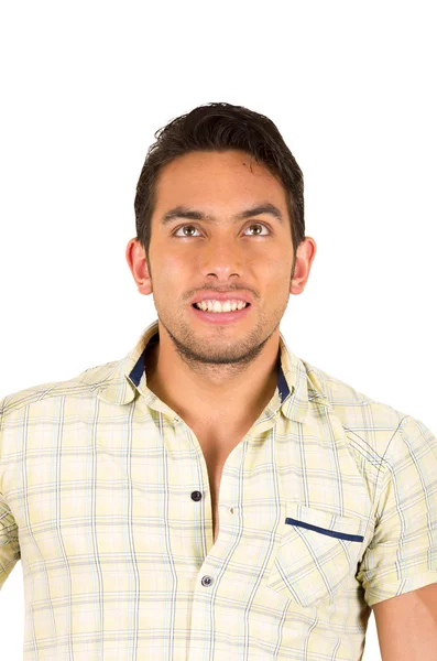 Young handsome hispanic man smiling — Stock Photo, Image