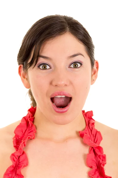Schöne junge Frau mit offenem Mund — Stockfoto