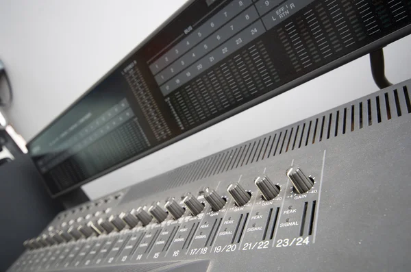 Console mixer in music studio — Stock Photo, Image