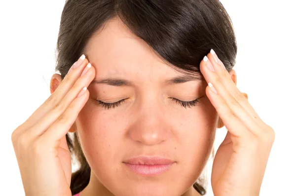 Young beautiful woman with headache — Stock Photo, Image